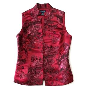 Ann Taylor Asian Inspired Vest Wine Red size 8